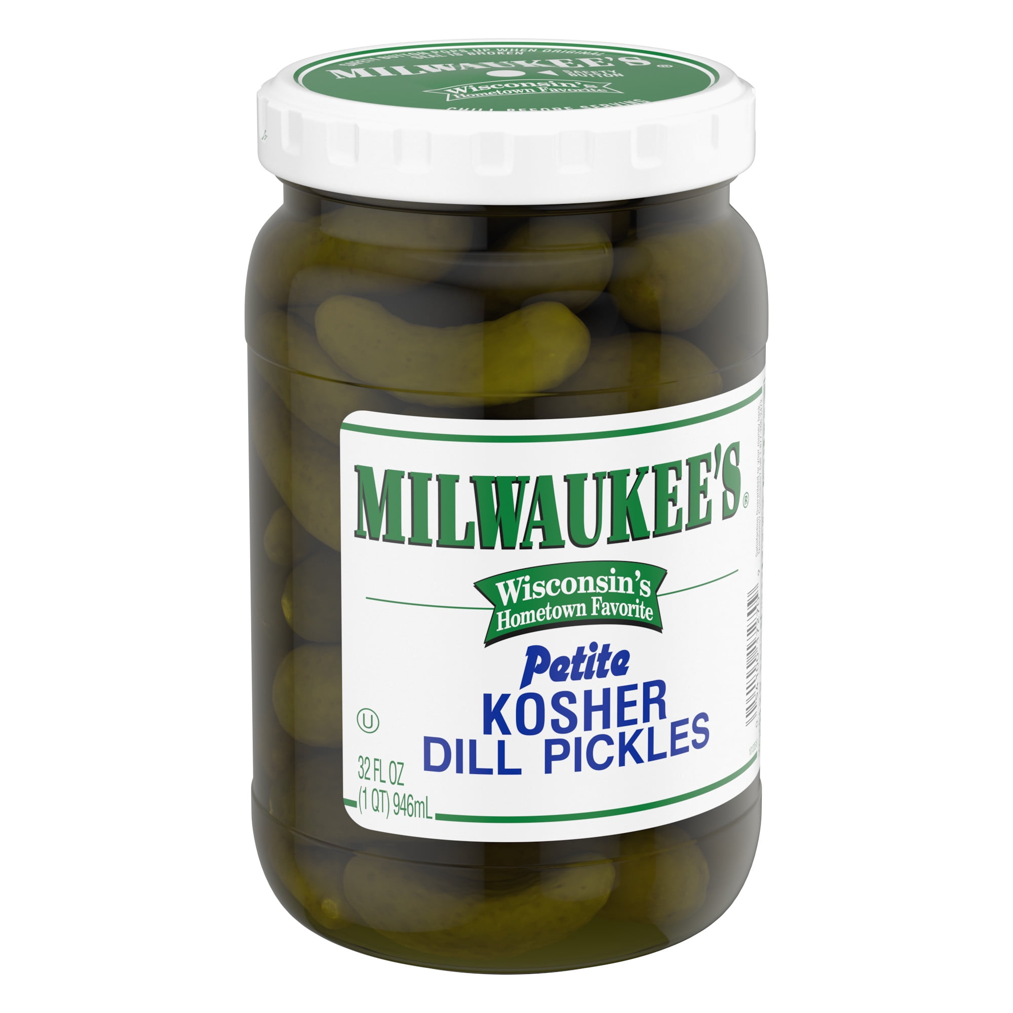 (3 pack) Milwaukee's Petite Kosher Dill Pickles, 32 fl oz Jar