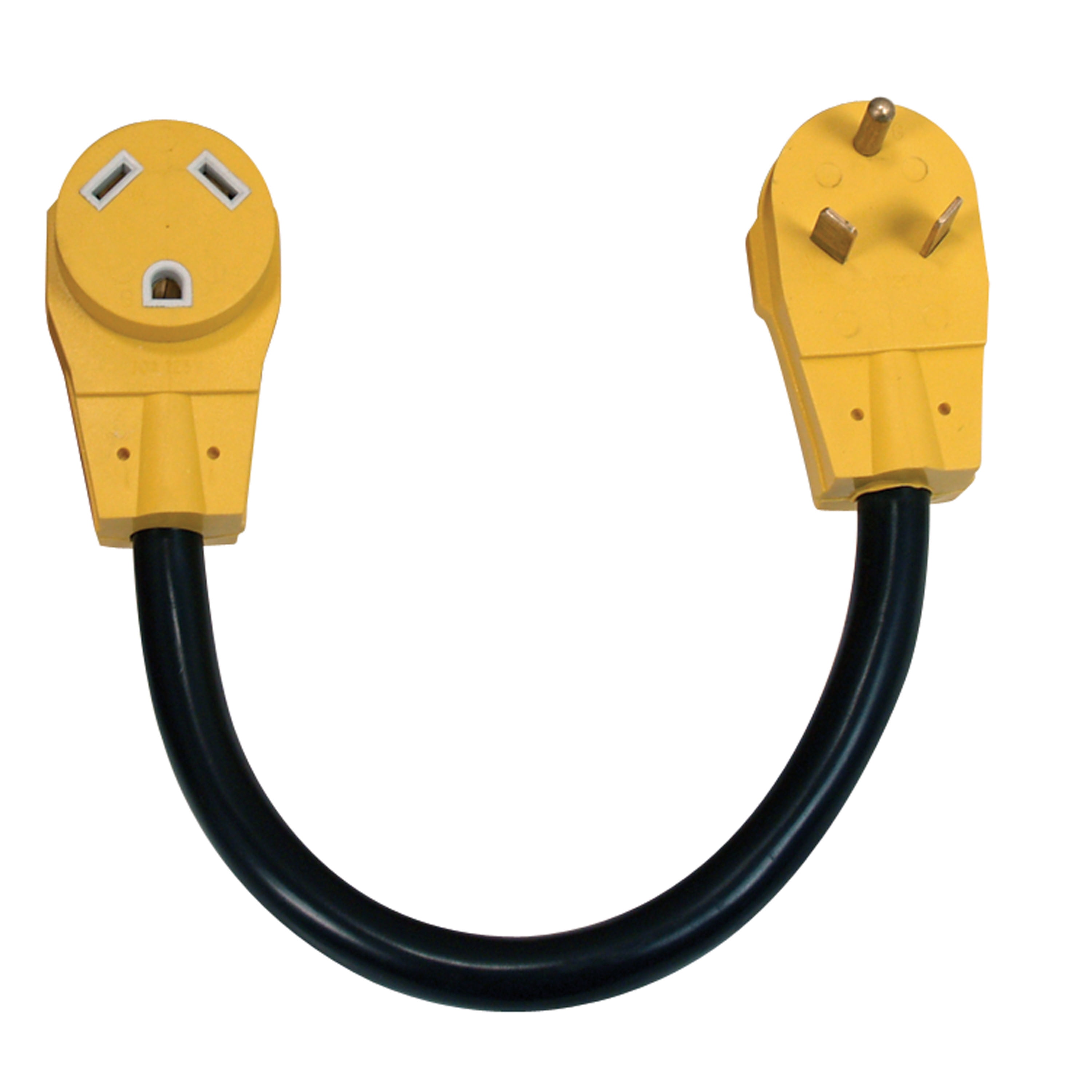 Camco 55205 - Power Grip 18" Dogbone Power Adapter with Handle Grip (30A Male x 30A Female)
