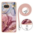 thumbnail image 3 of Mantto for Google Pixel 7a Case, with Lanyard Adjustable Strap, Marble Pattern Soft TPU Bumper Hard PC Back Shockproof Protective Glossy Stylish Durable Phone Case for Women Girls,Rose-carmine, 3 of 7