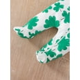 thumbnail image 5 of Baby Boy Girl St.Patrick's Day Outfit Clover Footed Jumpsuit Long Sleeve Zipper Romper Bodysuit Infant Spring Clothes, 5 of 7