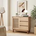 thumbnail image 2 of Yiwa Rattan Buffet Sideboard Cabinet with 3 Drawers and Shelf for Entryway, Living Room, Office, Natural, 2 of 7