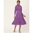 thumbnail image 3 of Moomaya Solid Tiered Dress For Women, Cotton Dress With Collar, 3 of 8