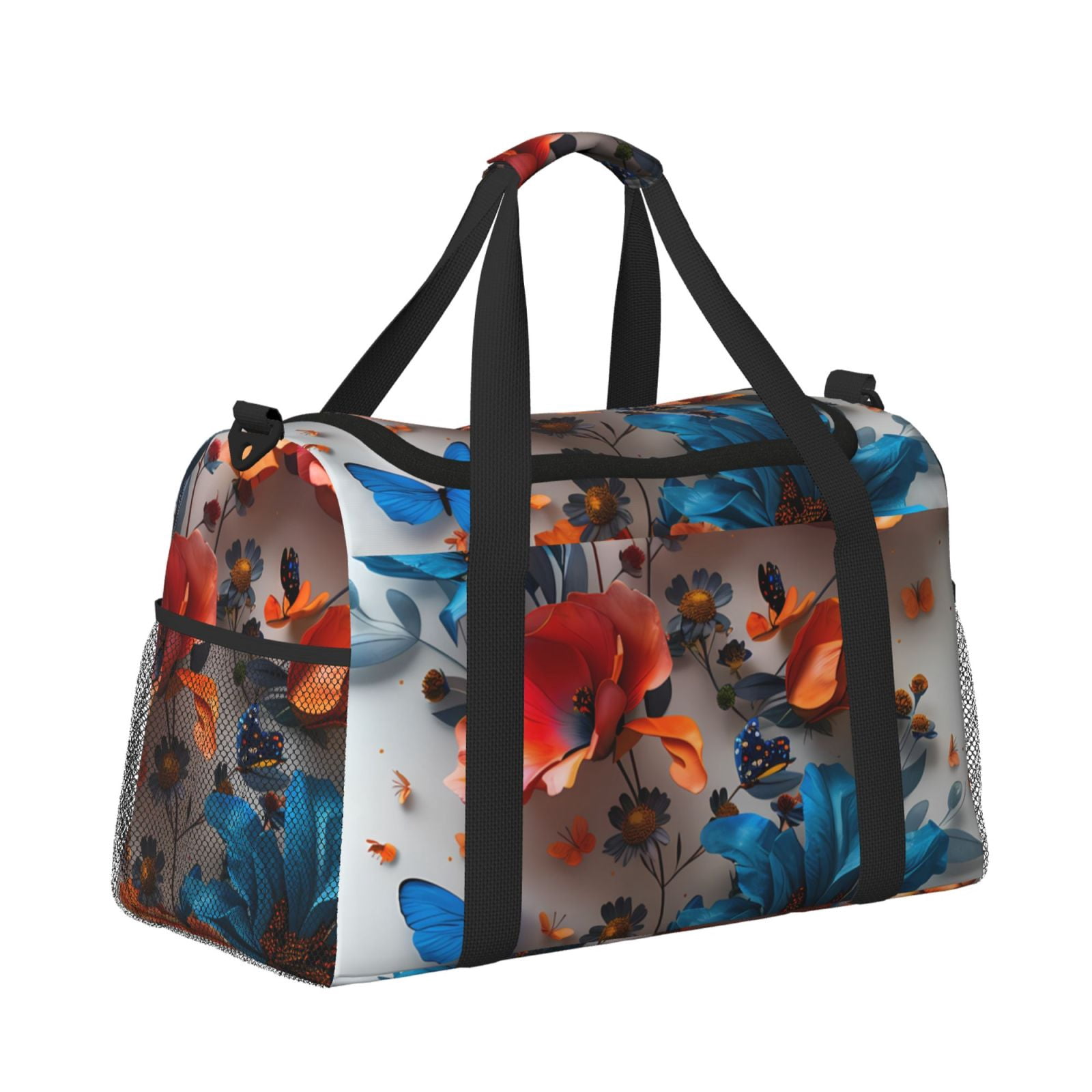 Fuzoiu 3D Butterfly Print Travel Duffle Bag,Carry On Tote Bags,Duffel Bag,Sport Gym Bag, Hospital Bag for Labor and Delivery, Overnight Bag,Luggage Bag