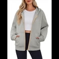 thumbnail image 1 of Sudadera con Capucha para Mujer, Sudadera con Cremallera, Moda de Otoño, Chaquetas de Larga, Ropa de Invierno, Conjuntos Gris L, 1 of 8
