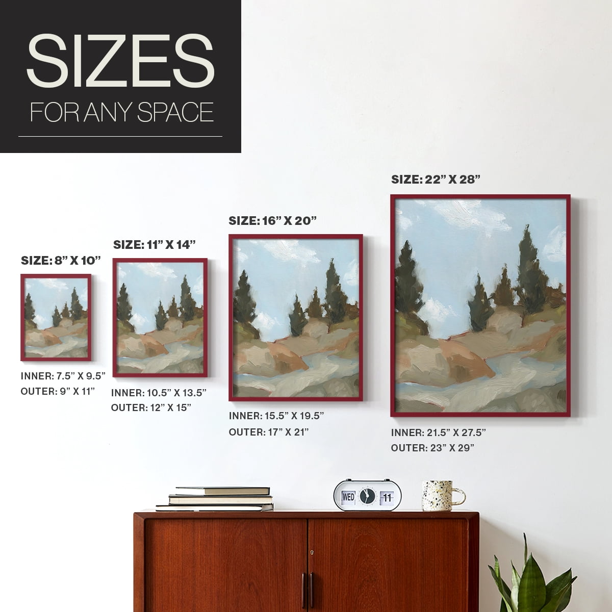 West Fork Hiking Trail II Framed Print in Red Solid Wood 11 x 14 Framed Print