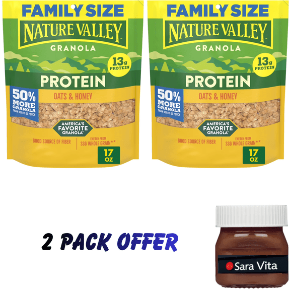 Nature Valley Protein Oats and Honey Granola, Family Size Pouch, 17 oz