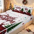 thumbnail image 3 of Manfei Kawaii Xmas Elk Zipper Queen Comforter Set with Fitted Sheet and 2 Pillowcases, Holiday Buffalo Christmas Zipper Bedding Set, White Red, Christmas Reversible, 4 Pieces, 3 of 7