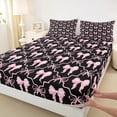 thumbnail image 4 of Manfei Cartoon Ribbon Bowknot Bed Sheets 4pcs for Kids Teens,Kawaii Bow Plaid King Sheets for Girls,Luxury Bedroom Decor, 4 of 5