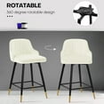 thumbnail image 4 of Swivel Bar Stool with Low Back Set of 2, 26 Inch Counter Bar Height Stool Velvet Upholstered Armless Heavy Duty Bar Chair for Kitchen Island Dining Room, White, 4 of 9