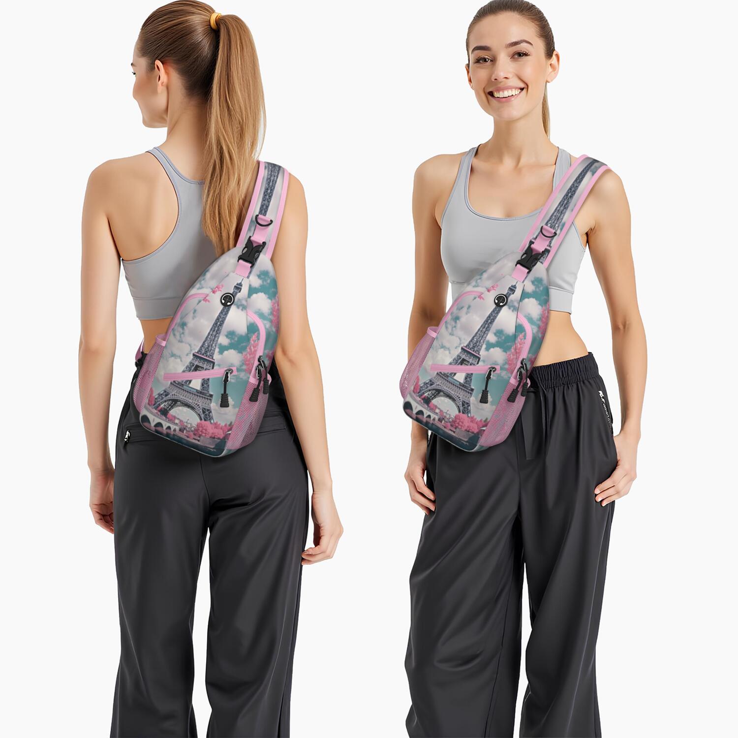Casual Sling Bag Trendy Sling Backpack Paris () Travel Backpack Casual Bag for Women Men
