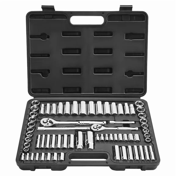 69-Piece Chrome Vanadium Socket Wrench Set with 3/8&1/4 Drive Ratchets,Imperial&Metric Sizes-High-Quality Tool Set for Auto&Home Repair