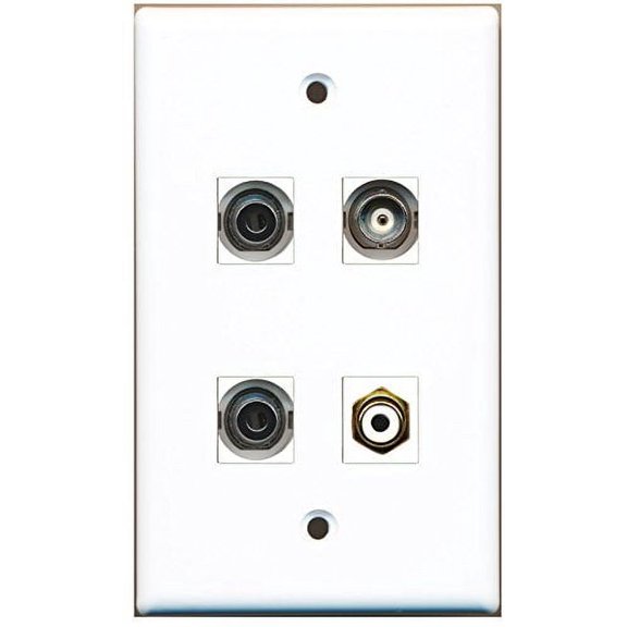 RiteAV - 1 Port RCA White 2 Port 3.5mm 1 Port BNC Wall Plate