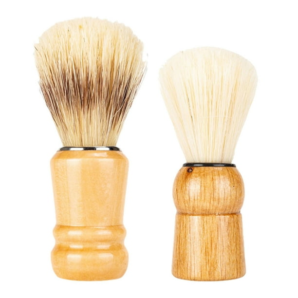 2 piezas Pincel de afeitado Manija de madera Cepillo de afeitar Pincel de barba Accesorio de afeitado para hombres