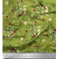 thumbnail image 1 of Soimoi Green Cotton Duck Fabric Leaves,Primrose & Cottonball Flower Decor Fabric Printed BTY 56 Inch Wide, 1 of 1
