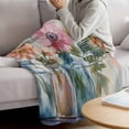 thumbnail image 3 of Spring Flowers Blanket Soft Cozy Warm Throw Blanket for Couch, Plush Fuzzy Flannel Fleece Blankets for Sofa, Vintage Watercolor Rustic Floral Leaves Bed Blankets Lightweight Gifts for Women, 40"x50", 3 of 9