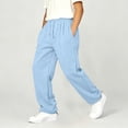 thumbnail image 5 of ZVAVZ Boys Straight Leg Baggy Sweatpants Solid Fleece Lined Sweat Pants with Pockets Drawstring Elastic Waist Athletic Jogging Pants Blue 10-11Years, 5 of 7