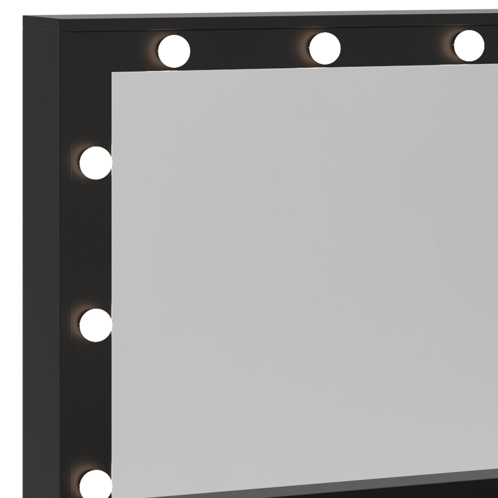 DEXTRUS 7 Drawers 56'' Makeup Vanity Set with Mirror, Lights for Bedroom, Black
