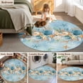 thumbnail image 5 of Round Area Rug 7 Ft, Beach Coastal Blue Washable Non-Slip Circle Carpet for Living Room/Bedroom, Nautical Shell Starfish Coral Summer Low-Profile Large Runner Mat Collection Rugs for Indoor, 5 of 8