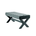 thumbnail image 2 of Inspired Home Brigitte Velvet X-Leg Bench Button Tufted Silver Nailhead Trim, Slate Blue, 2 of 7