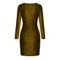 thumbnail image 2 of KaLI_store Formal Dresses for Women Evening Party Women's Plus Size V Neck Sleeveless Contrast Mesh Evening Midi Dress Gold,L, 2 of 5