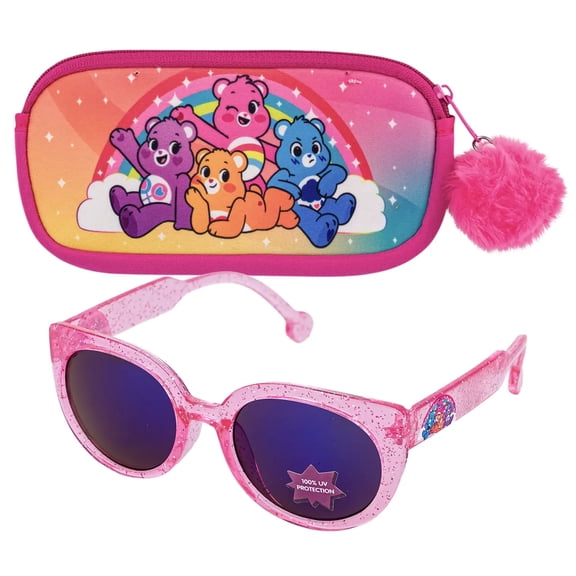 Care Bears Sunglasses & Case Set - 100% UV Protection - Glittery Pink, 85679