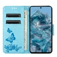 thumbnail image 5 of Mantto Google Pixel 8A Wallet Case, Magnetic Leather Case for Women,3D Emboss Butterfly Card Slots Folio [Kickstand],Soft TPU Protective Flip Cover For Google Pixel 8A, Blue, 5 of 8