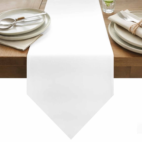 Pure White Table Runner 60 Inches Long Solid Color Table Runners for Dining Room Tabletop Dresser Scarf Home Party Banquet Wedding Holiday Decoration