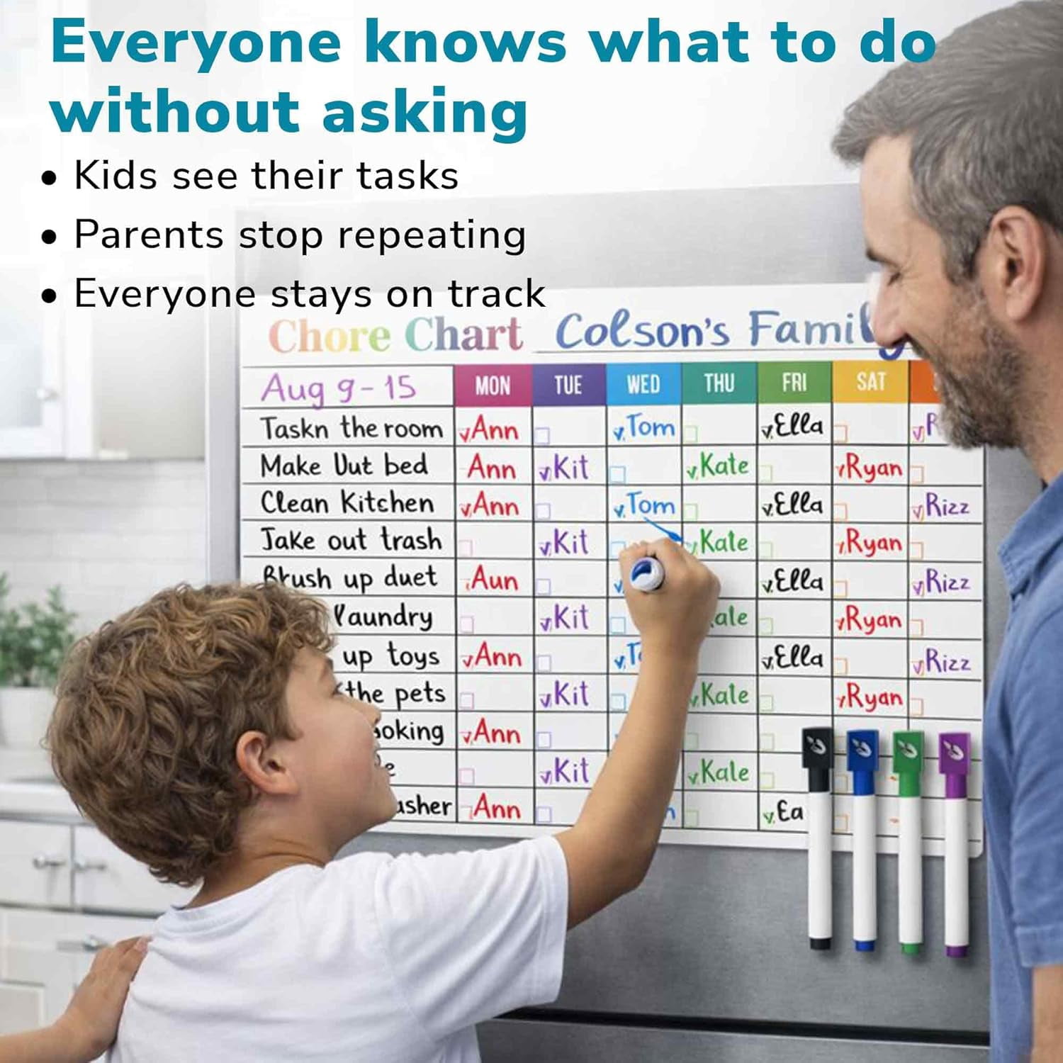 Quokka Magnetic Chore Chart for Kids at Home - Gift Reward Visual Schedule Chart - Dry Erase Weekly Planner
