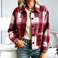 thumbnail image 4 of Enjoytime Fall Jackets for Women Plaid Lapel Collar Button Down Cropped Jacket Trendy Casual Coat Fashion Long Sleeve Outerwear, 4 of 7