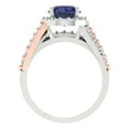 thumbnail image 4 of Clara Pucci 18K White/Rose Gold 2.32 Simulated Blue Sapphire Engraveable Engagement Ring + Wedding Band Set, 4 of 7