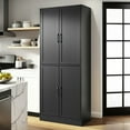 thumbnail image 5 of DIYART 71" Farmhouse Pantry Cabinet, Tall Storage Cabinet with 4 Doors and Adjustable Shelves, Freestanding Pantry for Dining Room, Kitchen, and Living Room, Black, 5 of 8