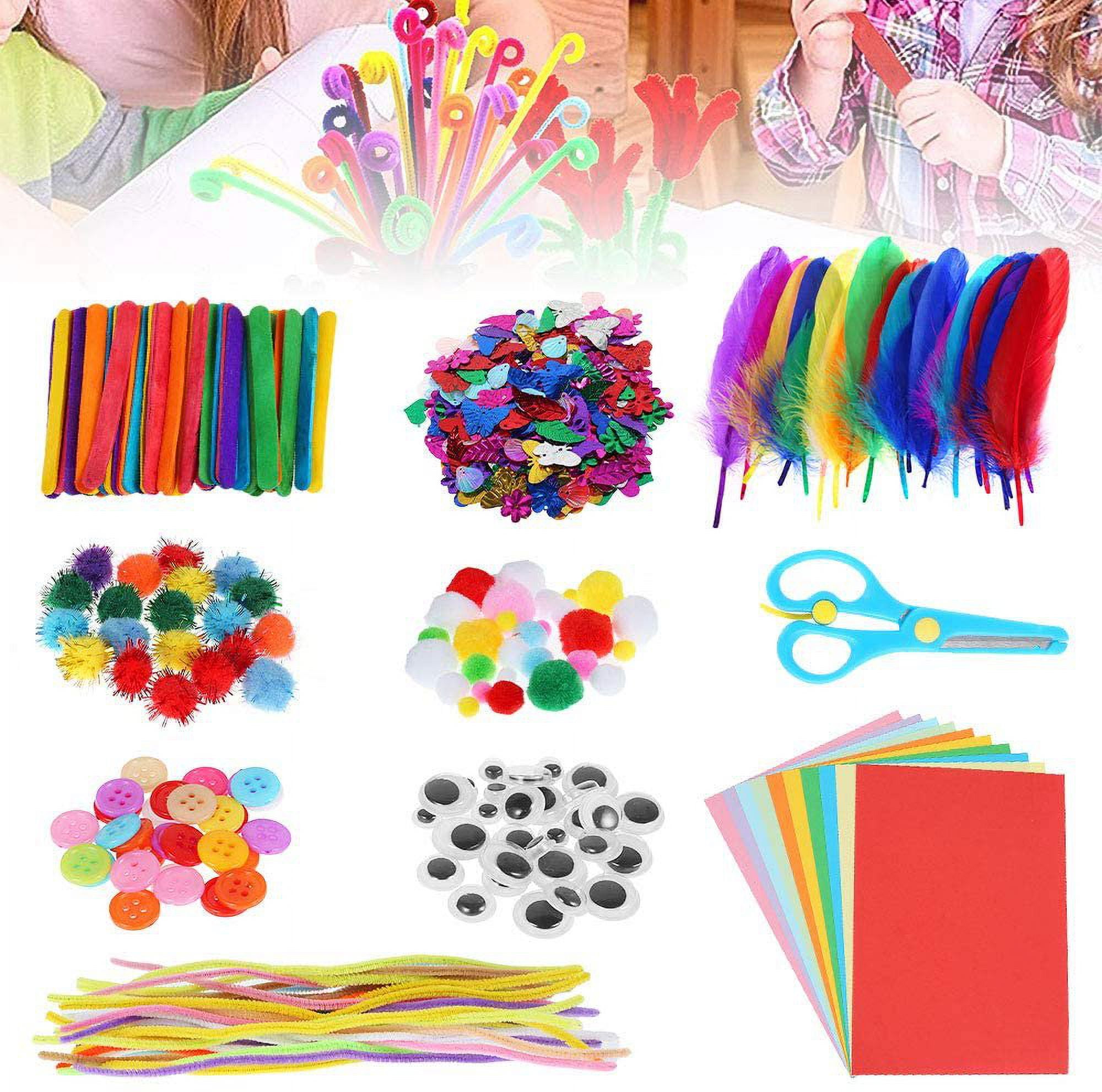 Kit Artisanat Pâques FunzBo – 4-9 Ans – Fournitures Tout-en-Un – Pois, Pompons, Bâtons, Autocollants