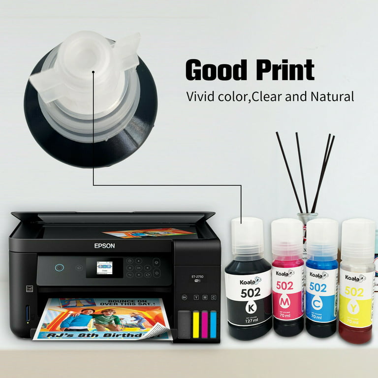 Dam skotsk tyran 4 Colors Epson Ecotank Printer Ink 502 ET-2750 3760 2850 3850 542 5800 5880  522 - Walmart.com
