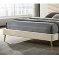 thumbnail image 4 of Queen Bed: Mid-Century Modern Beige Flannelette Chevron Tufted Headboard, Gold Legs, Bedroom Furniture. 86" x 65" Upholstered Bed Frame, Vintage Style., 4 of 6