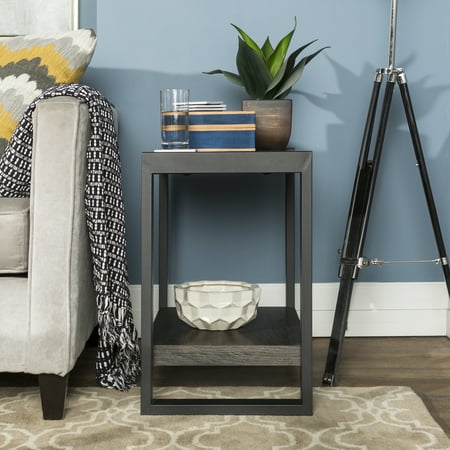 Walker Edison Industrial Wood and Metal End Table - Charcoal