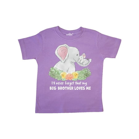 

Inktastic I ll Never Forget That My Big Brother Loves Me Cute Elephant Gift Toddler Boy or Toddler Girl T-Shirt