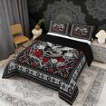 thumbnail image 2 of Erosebridal Vintage Dragon Queen Comforter Set, Bohemian Aztec Mandala Bedding Comforter Set, Black Gray Red, Black Reversible 3 Pieces, 1 Comforter and 2 Pillowcases, 2 of 6