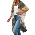 thumbnail image 4 of BLTIBY Kimonos for Women Floral Print Swimsuit Beach Cover Ups Lightweight Open Front Cardigan Summer Resort Wear White 9 S, 4 of 5