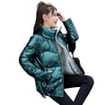 thumbnail image 2 of Fashion Women Autumn Winter Glossy Stand Collar Jacket Cotton Liner Down Coat, 2 of 8