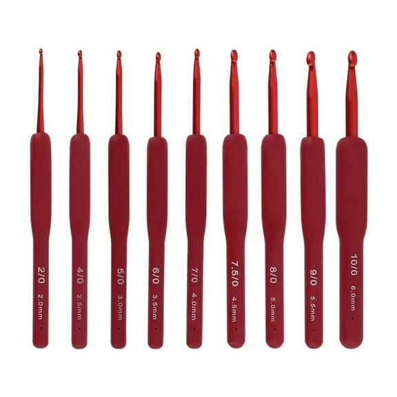 9pcs Aluminum Crochet Hooks Set Silicone Handle Knitting Needle Weaving Needle for Braids Yarn DIY Crafts Women Gift