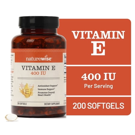 NatureWise Vitamin E 400 IU Softgels - Soy Free, Non-GMO - 200 Softgels [200-Day Supply]