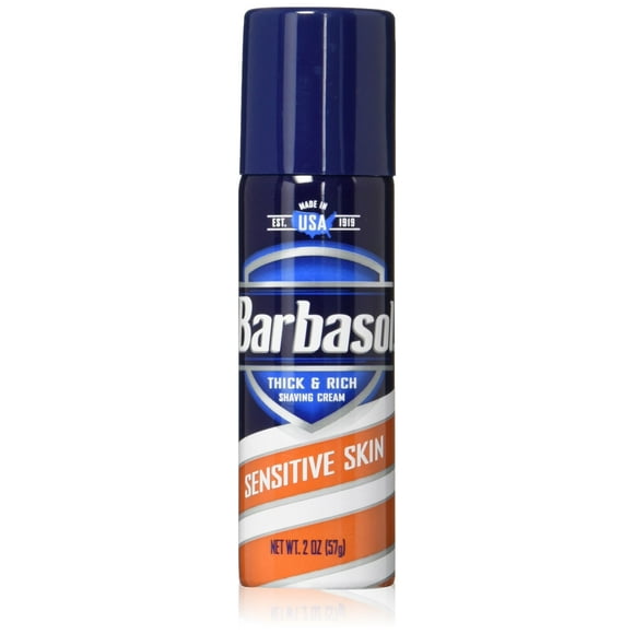 Barbasol Sensitive Skin Thick and Rich Shaving Cream for Men Travel Size TSA Approved 2 oz. (Pack of 24)