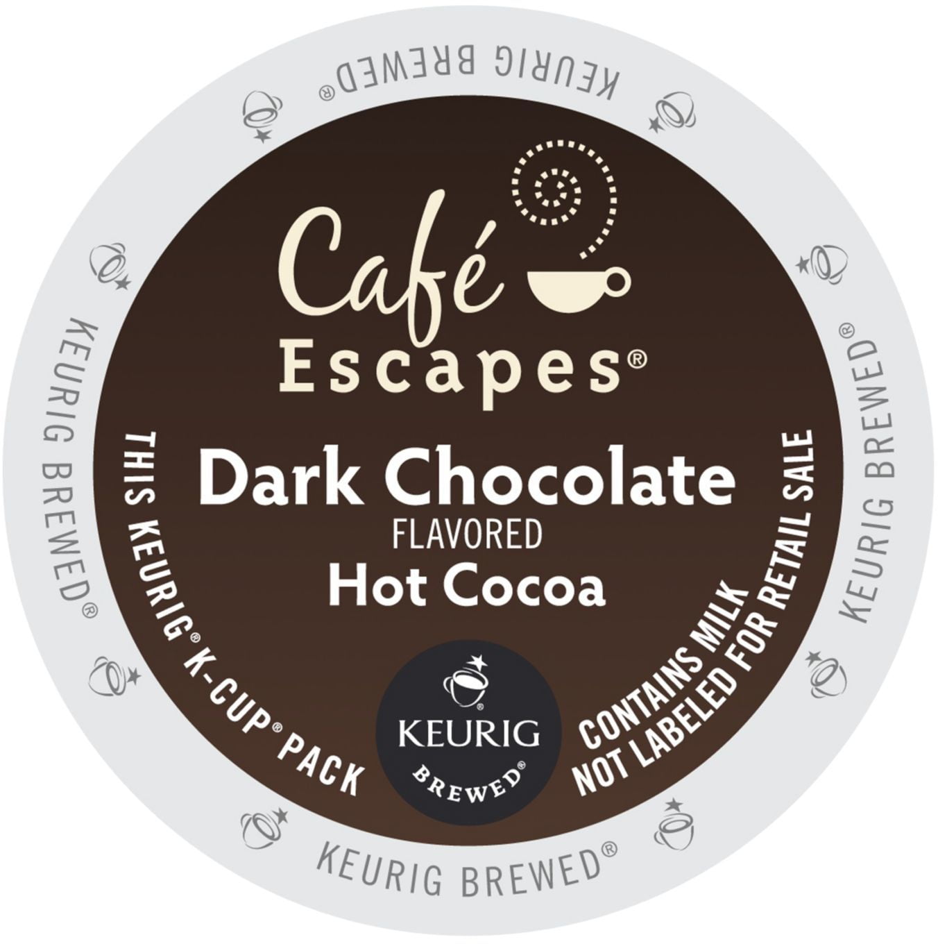 Cafe Escapes Dark Chocolate Hot Cocoa, KCup Portion Pack for Keurig