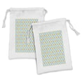 thumbnail image 1 of Ikat Fabric Pouch Set of 2, Various Sized Different Ikat Lines Blurred Vertical Axis Symmetrical Aesthetic, Drawstring Bag for Toiletries Masks and Favors, 9" x 6", Mustard Blue Pink, by Ambesonne, 1 of 2