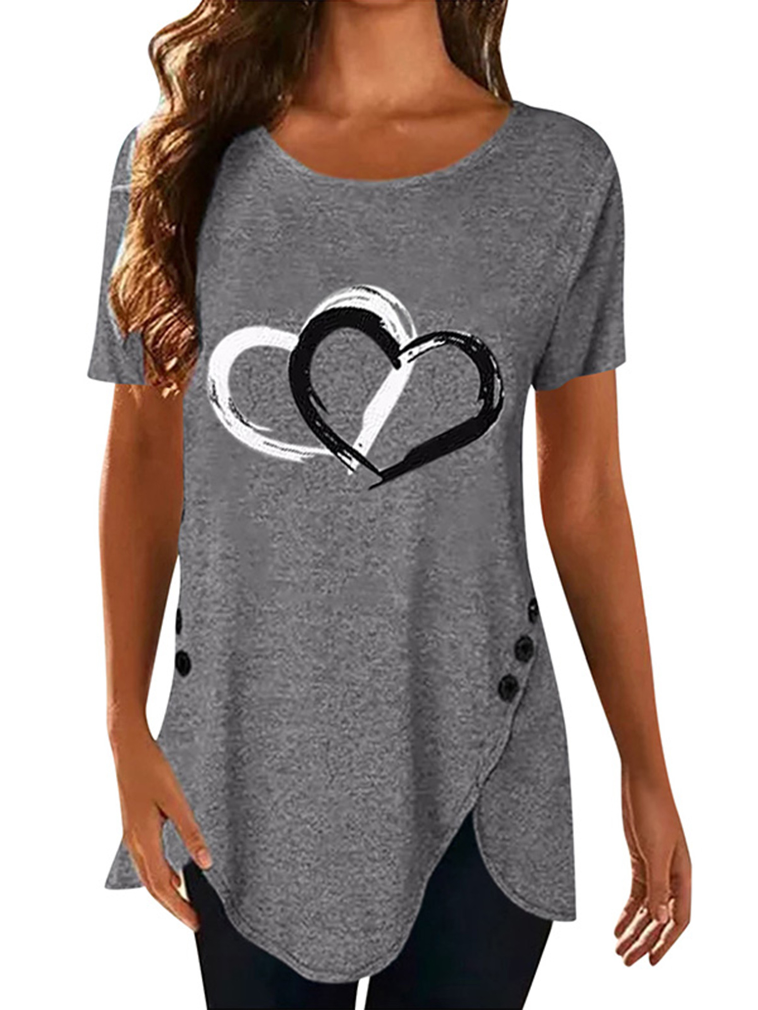 Details about / SHEIN Cat Print Tshirt And Heart Set Pajama Sleeve Short Neck Round Cute Summer