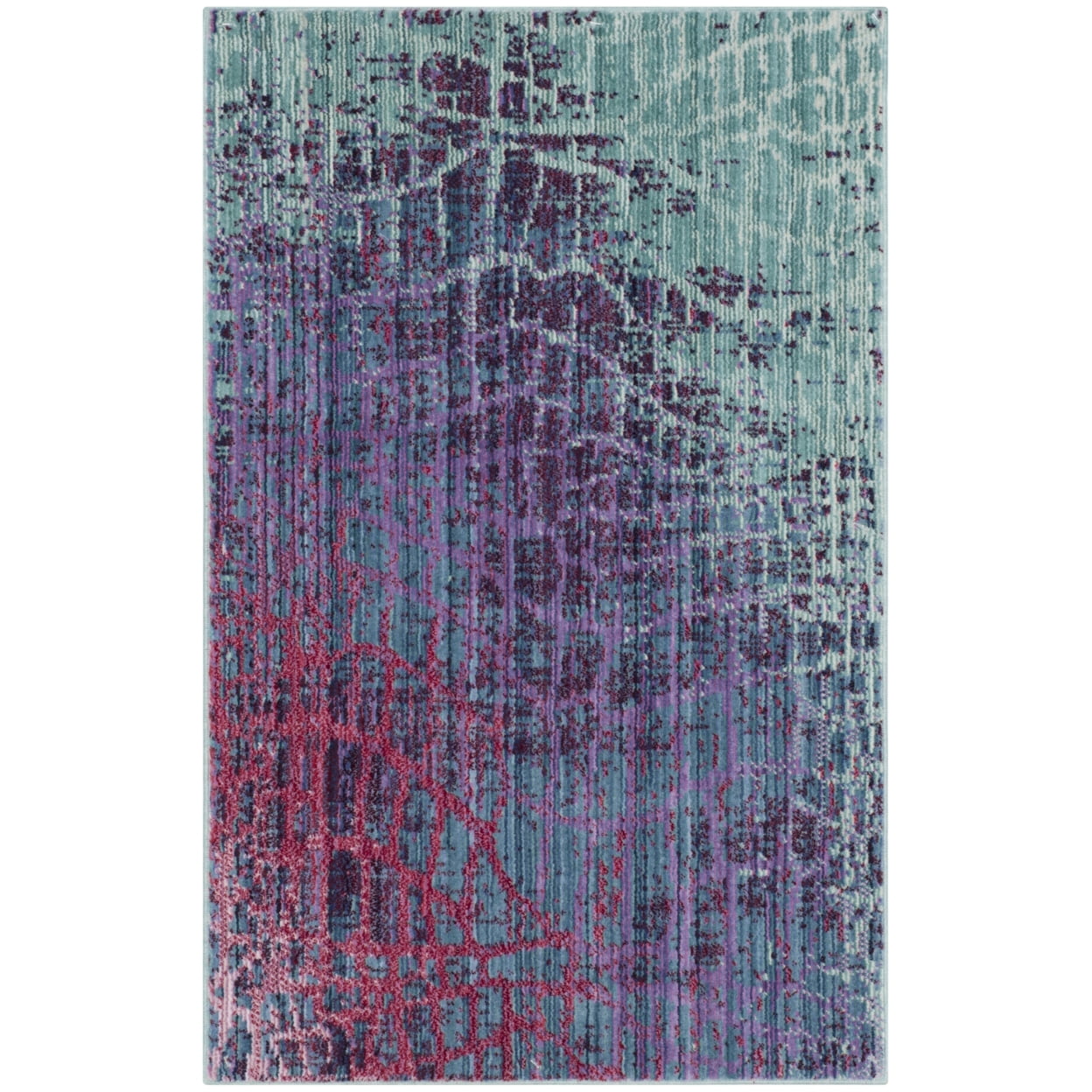 SAFAVIEH Valencia Nurten Abstract Polyester Area Rug, Blue/Fuchsia, 2' x 3'