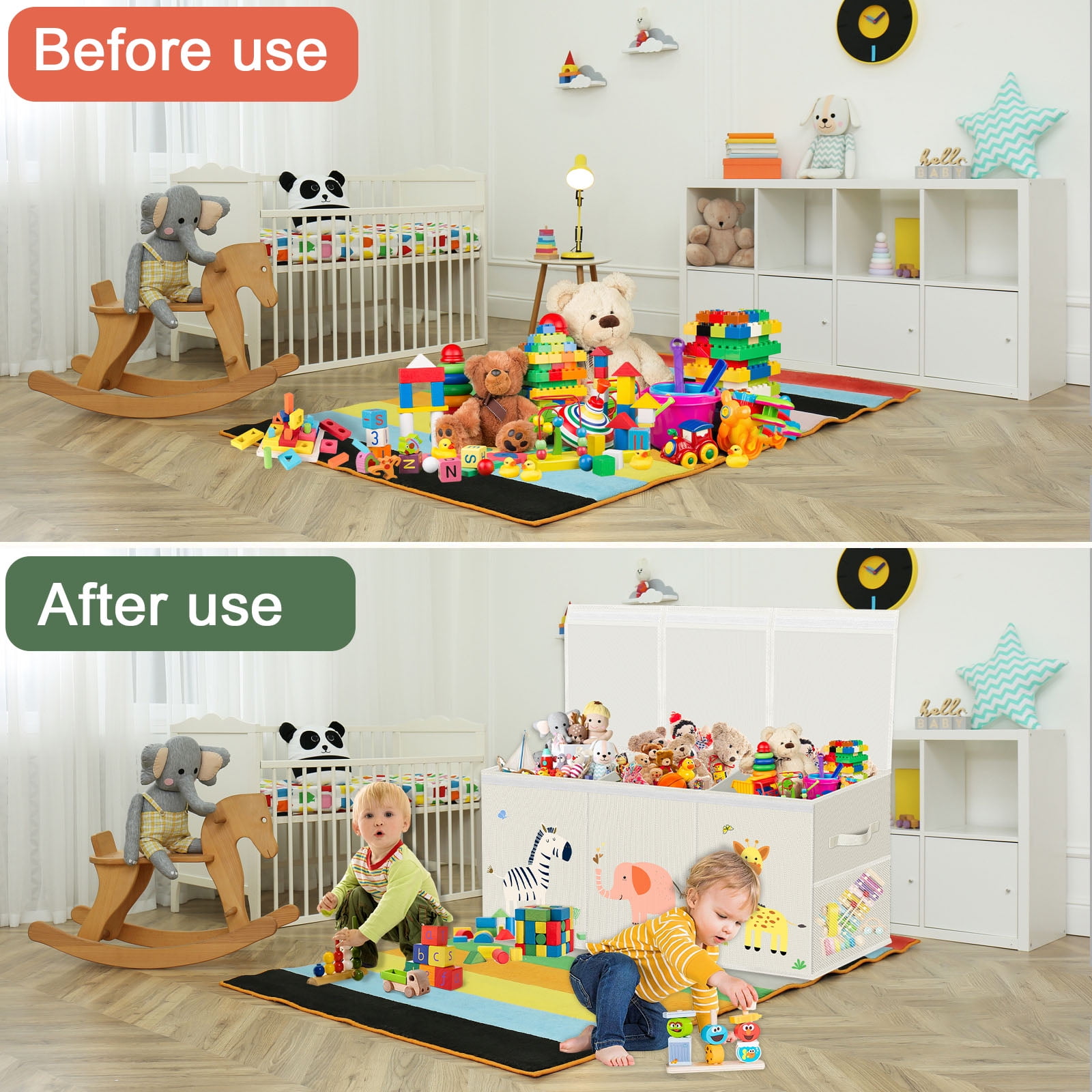 Extra Large Toy Box, Collapsible Sturdy Kids Toy Chest for Boys, Girls, Kids, 39*13.5*15.5",Toy Storage Organizer Toddler Storage Bins with Lids, Toy Box for Living Room, Bedroom, Nursery, Beige