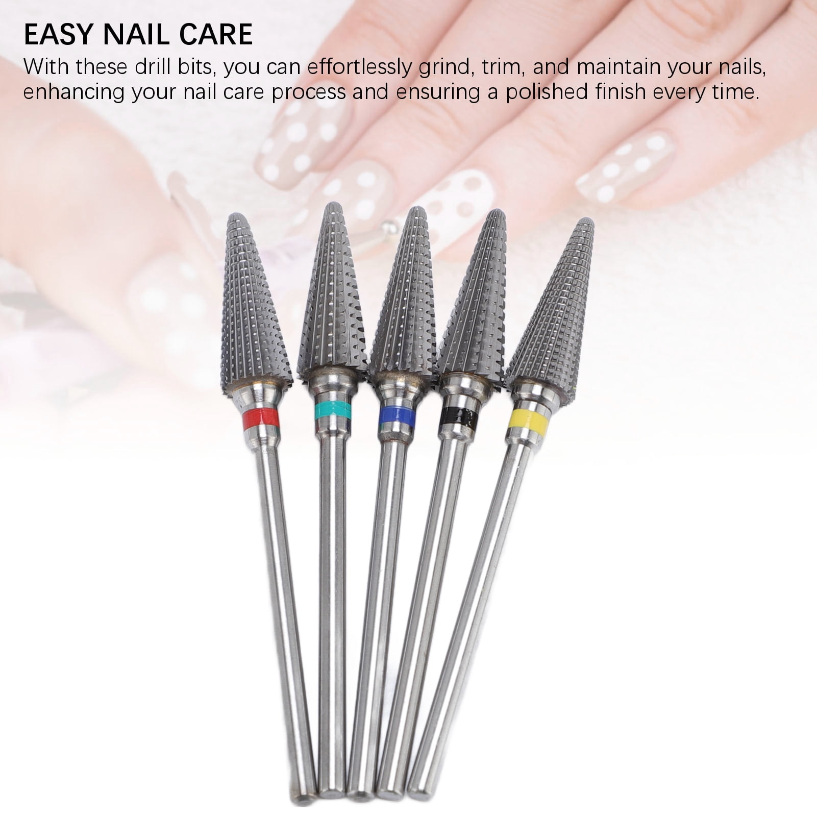 Suodoka 5 Pcs Tungsten Carbide Tapered Nib Nail Drill Bits Set, Professional Manicure Pedicure Polishing Electric File Accessories for Acrylic Gel Natural Nails, Low Vibration Salon Quality Tools