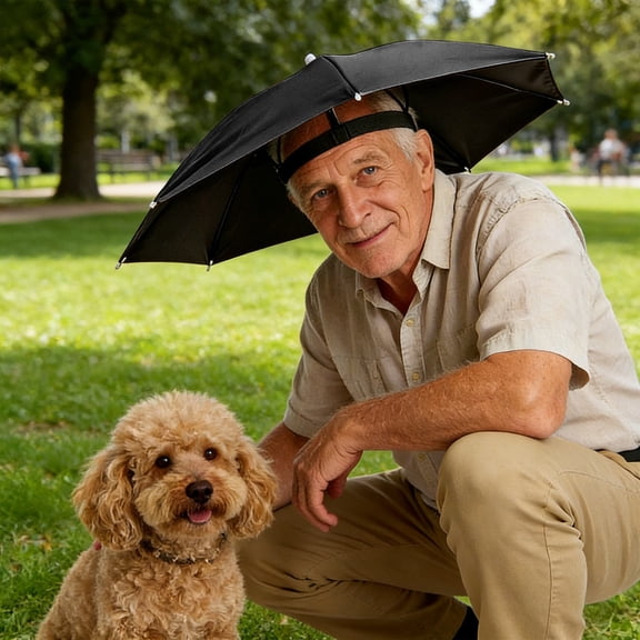 Travel Umbrella Hat for Sun and Rain, 100% Polyester, Waterproof, Adjustable Headband, Hands-Free Sunshade for Fishing, Hiking, Gardening, Purple Navy Black Gray Green