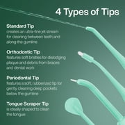 AquaSonic Icon Water Flosser Replacement Tips – 5 Tips, 4 Tip Types: Standard, Periodontal, Orthodontic & Tongue Scraper - Genuine, Authentic Part (Green)